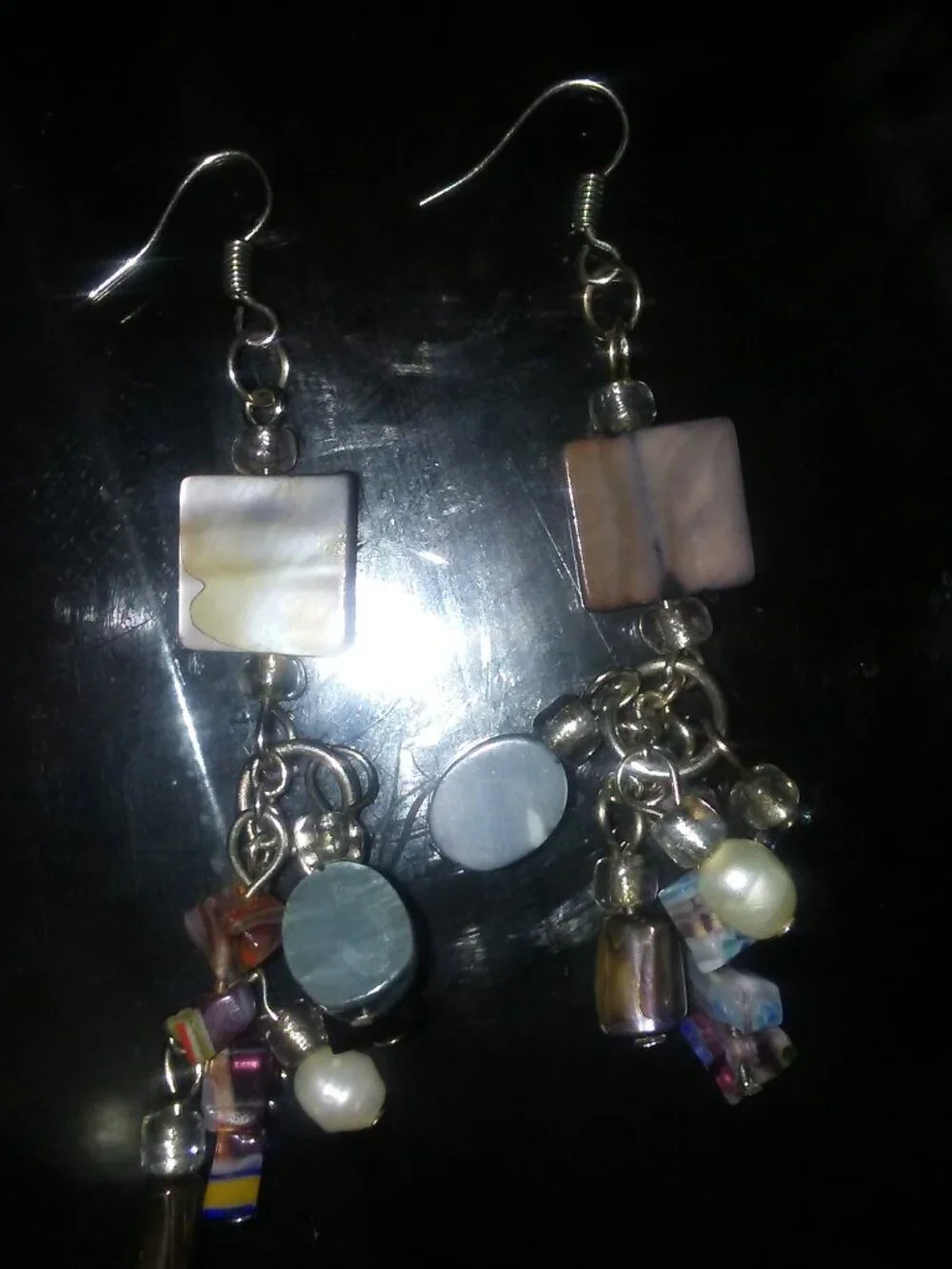 Colorful Boho Accessories Duo | Multicolor Dangle Earrings & Geometric Bangles